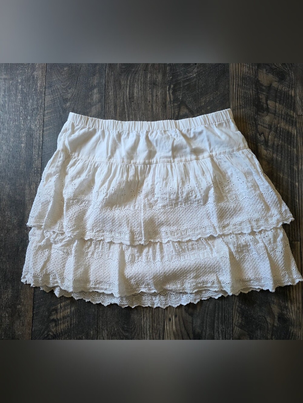 Old Navy White Eyelet Tiered Mini Skirt
